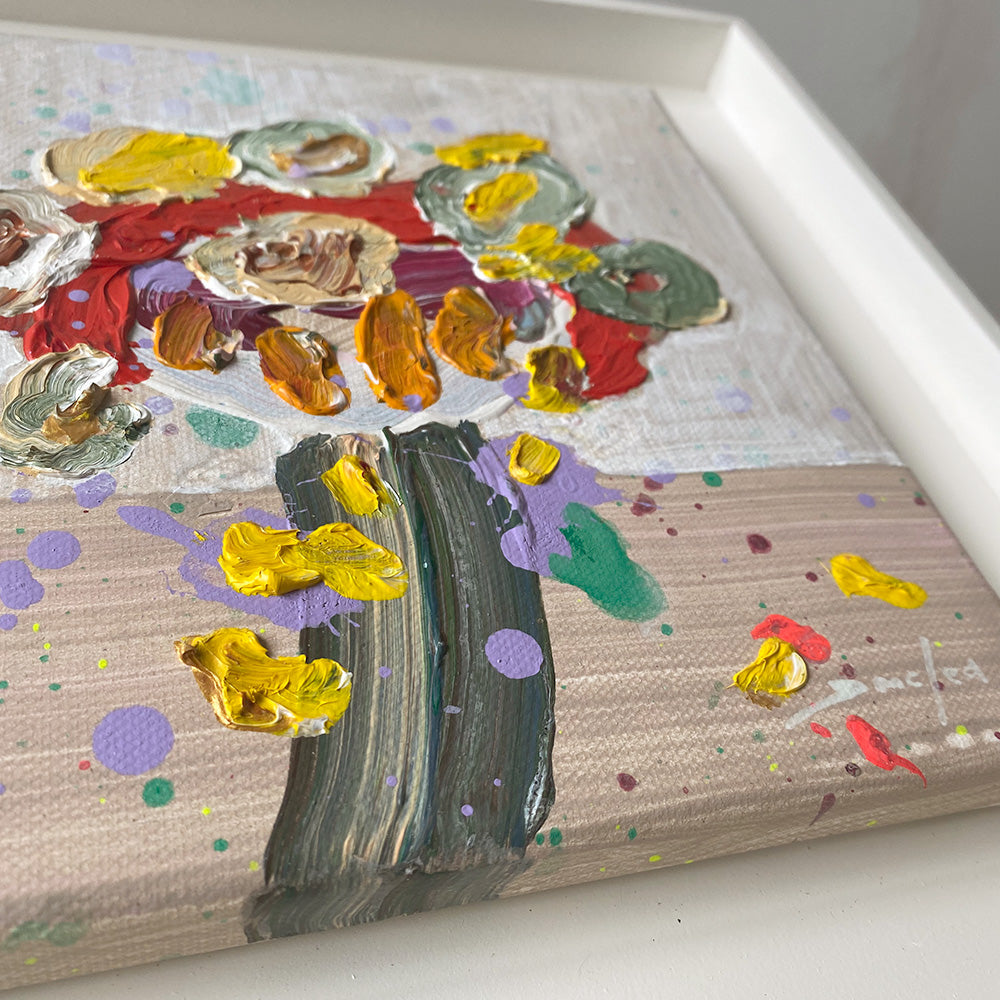 "Floral Studies" SERIES/4 - No1 - 20x20cm Acrylic Painting